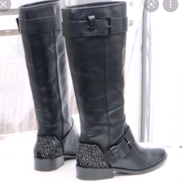 Brian Atwood Black Leather Riding Boots - Picture 2 of 13